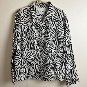 Anthropologie Lucy & Laurel 100% Linen Blouse Light Jacket Zebra Size 3X Modern